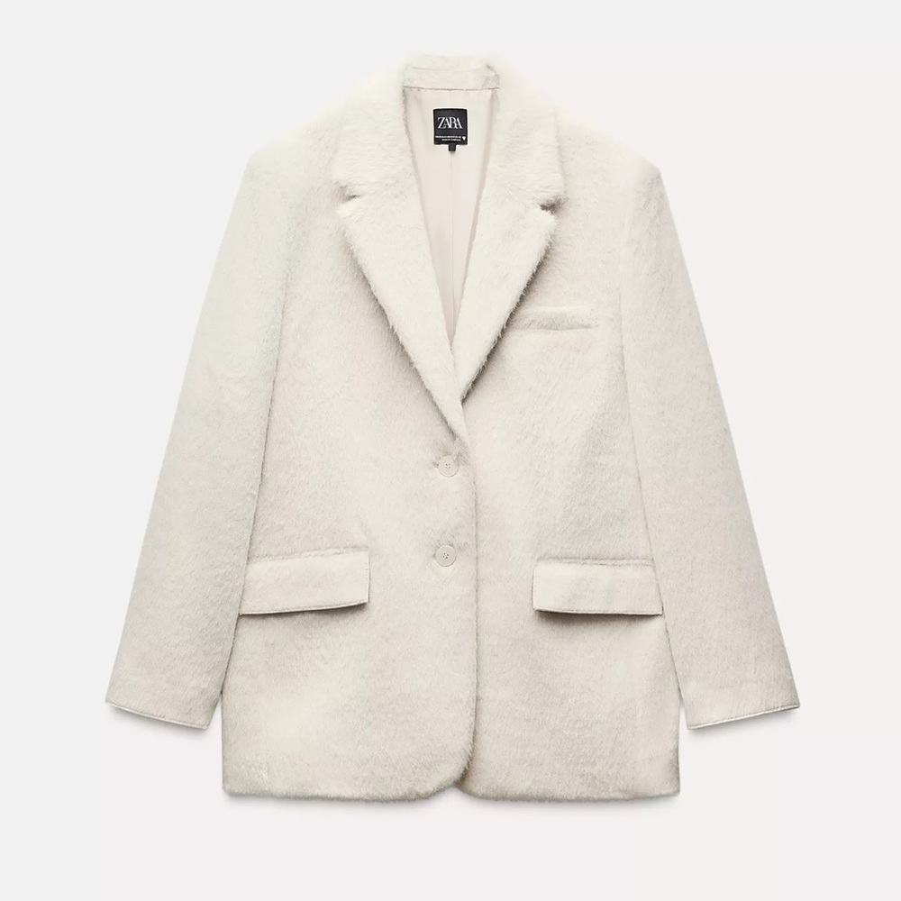 ZARA WOMEN OVERSIZED faux fur blazer NWOT size XS-S